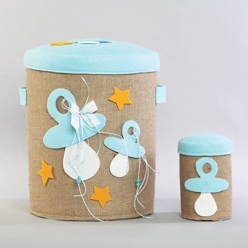 Christening box Felt & burlap baby boy/ Κουτί Βάπτισης απο τσόχα και τσουβάλι