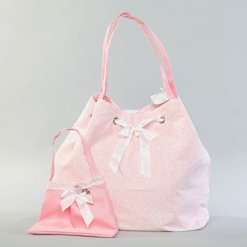 Christening double sided bag / Τσάντα βάπτισης διπλής όψης σε ροζ