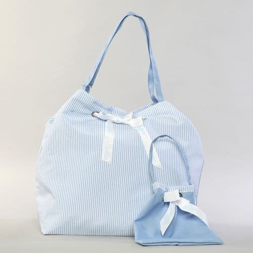 Christening double sided bag in blue / Γαλάζια τσάντα βάπτισης διπλής όψης
