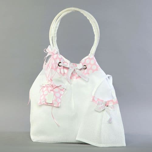 Christening pleated taffeta bag with house / Τσάντα βάπτισης απο πλισέ ταφτά με σπιτάκι
