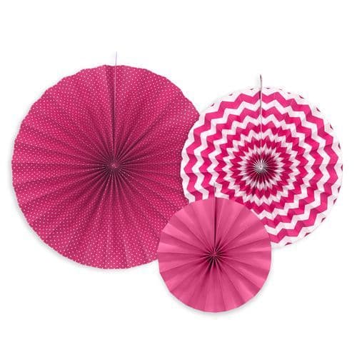 Fucsia Paper Rosettes Set of 3 - Φούξια Χαρτινες ροζετες Σετ των 3