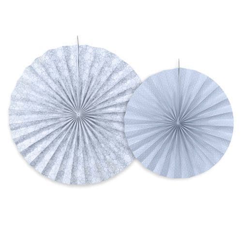 Grey - Blue Paper Rosettes Set of 2 - Γκρι - Μπλε Χαρτινες ροζετες Σετ των 2