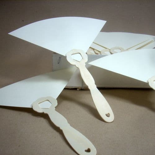 Handmade Paper Fans with wooden Eco-friendly Handle Set of 25 Cream- Χειροποίητες Βεντάλιες με Ξύλινο Οικολογικό Χερούλι (Σετ των 25 τμχ.) Εκρού