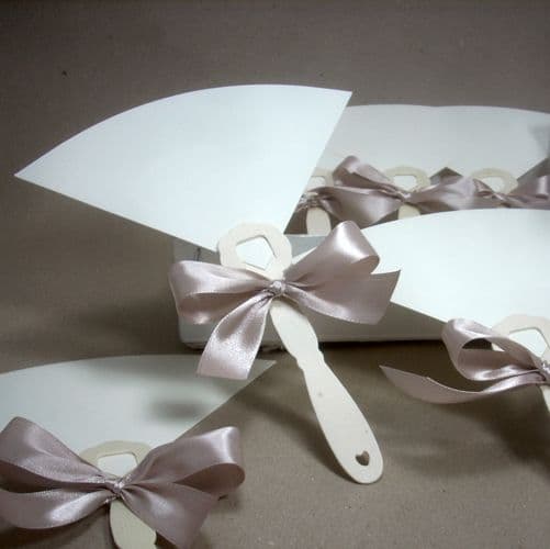 Handmade Paper Fans with wooden Eco-friendly Handle Set of 25 - Ribbon - Χειροποίητες Βεντάλιες με Ξύλινο Οικολογικό Χερούλι Σετ των 25 τμχ