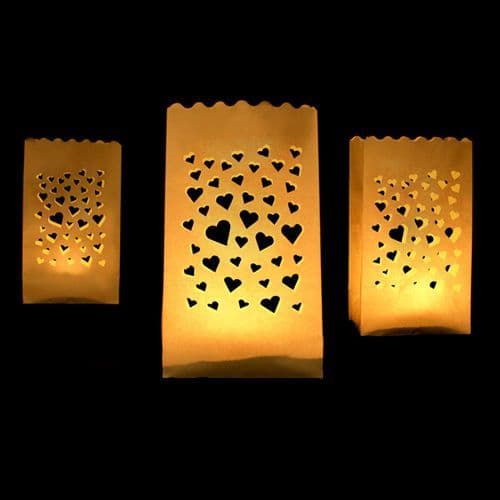 Hearts Paper Lanterns 11.5X7X19cm Pack of 10 / Χαρτινα Φαναρια Καρδια 11.5Χ7Χ19εκ. Σετ των 10
