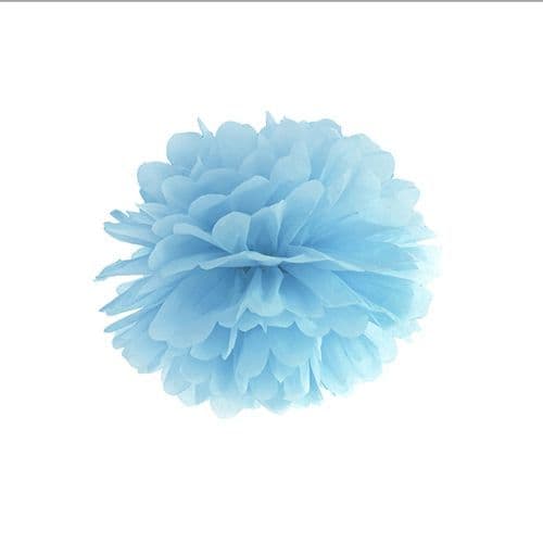 Light Misty Blue Paper Pom Pom 25cm - Ομιχλωδες Γαλαζιο Χαρτινο Πομ Πομ 25εκ.