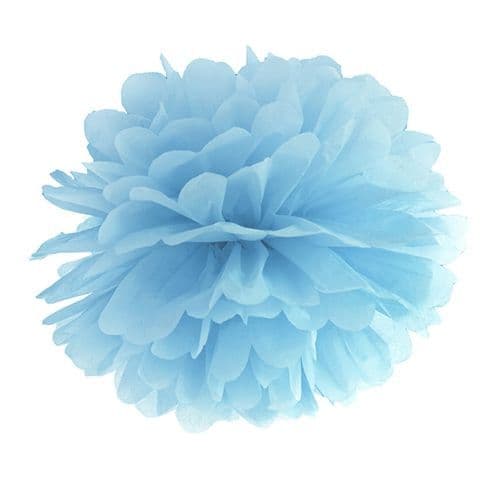 Light Misty Blue Paper Pom Pom 35cm - Ομιχλωδες Γαλαζιο Χαρτινο Πομ Πομ 35εκ.