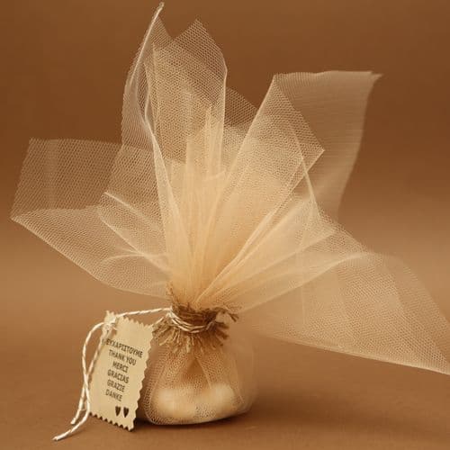 Nude tulle favour / Μπομπονιέρες γάμου με μπεζ τούλι