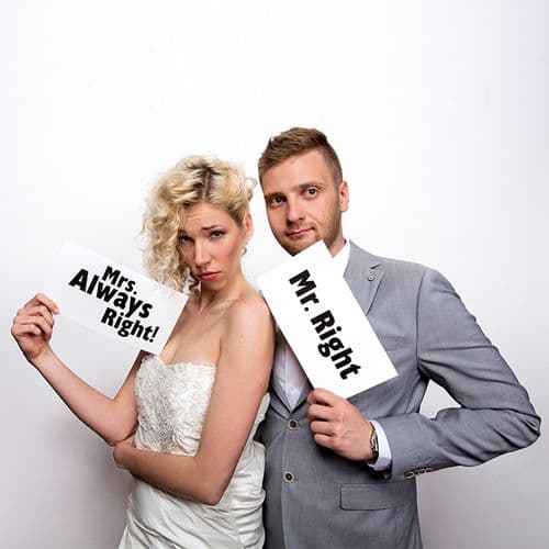 Photo Booth Props - Κάρτες για το photobooth: Mr Right / Mrs Always Right