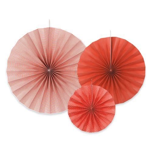 Red Paper Rosettes Set of 3 - Κοκκινες Χαρτινες ροζετες Σετ των 3