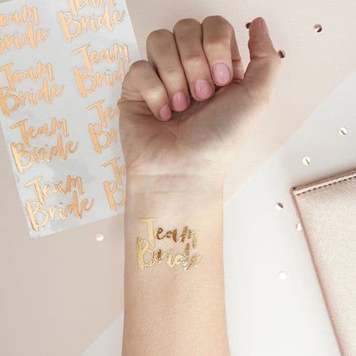 Rose Gold Team Bride Temporary Tattoos - Team Bride