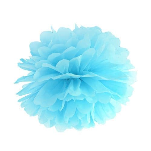 Sky Blue Paper Pom Pom 35cm - Σιελ Χαρτινο Πομ Πομ 35εκ.
