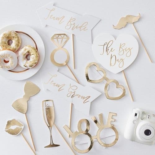 Wedding gold photo props Σετ των 10