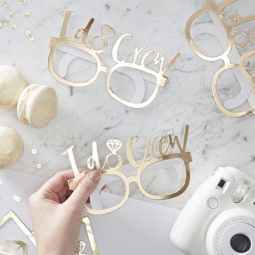 White & Gold I Do Crew Hen Party Glasses - I Do Crew