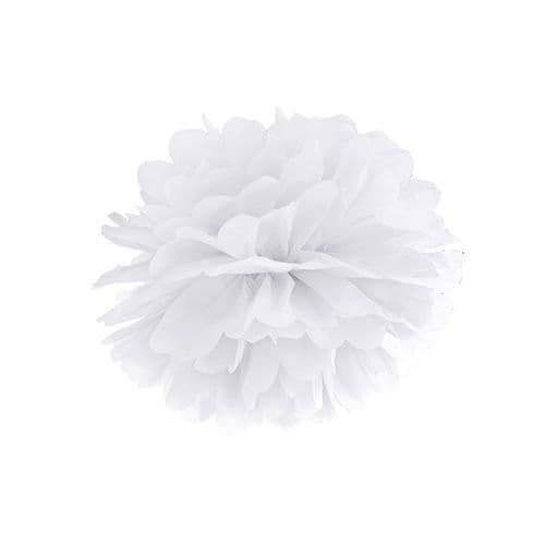 White Paper Pom Pom 25cm - Λευκο Χαρτινο Πομ Πομ 25εκ.