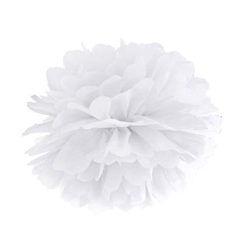 White Paper Pom Pom 35cm - Λευκο Χαρτινο Πομ Πομ 35εκ.