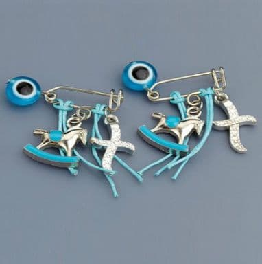 Witness pins carousel 50pcs / Μαρτυρικά καρουζέλ - γαλάζιο 50τμχ