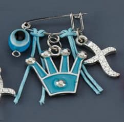 Witness pins with cross and crown 50pcs/ Μαρτυρικά με σταυρό και γαλάζια κορώνα 50τμχ