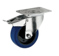 Blue Elastic Rubber Swivel Top Plate Braked 100mm