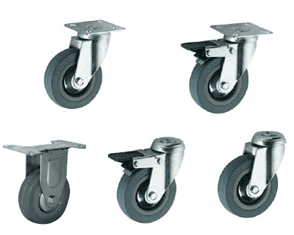Grey Rubber Wheeled Castors 100mm wheel diameter