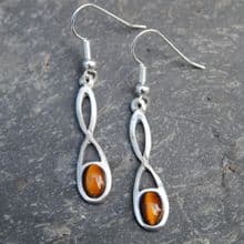 Celtic twist knot earrings with tigers eye E17