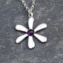 Jasmine flower pendant necklace with amethyst gem P22