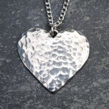 Planished heart pendant necklace P01