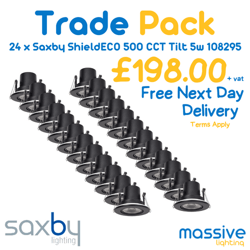24 x Saxby ShieldECO 500 CCT Tilt 5w 108295 By Massive Lighting