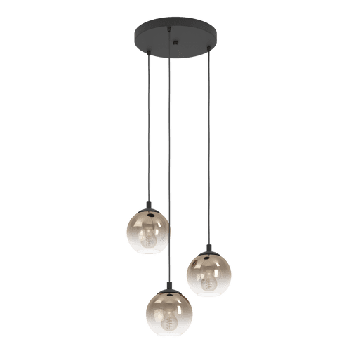 Eglo ARISCANI 1 pendant light steel black / glass vaporized copper-coloured 901925 UK By Massive