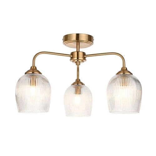 Endon Ashcroft Ribbed 3lt Semi Flush 120617 By Massive Lighting