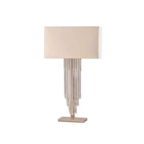 Endon Crystal Cascade Table & Cream Shade 40w SW 63475 By Massive Lighting