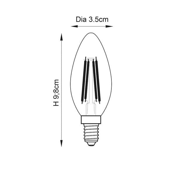 Endon E14 LED Filament Candle Non-dimmable 120783 By Massive Lighting