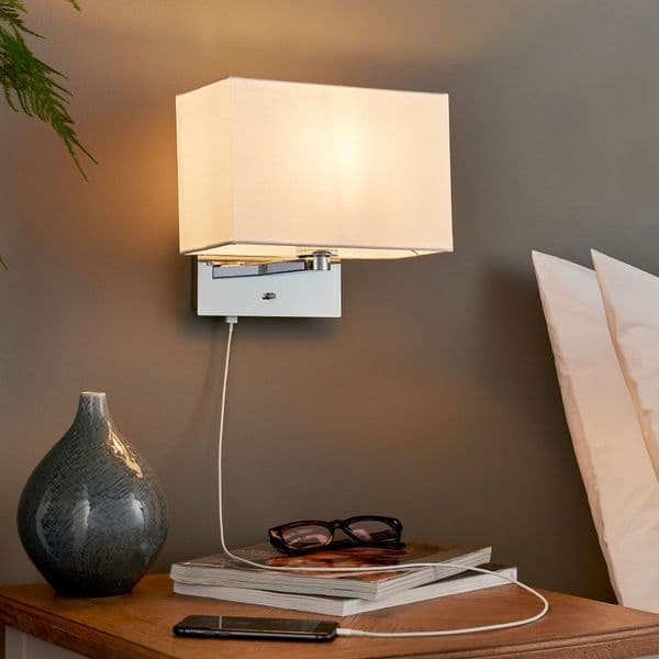 Endon Issac Rectangular Wall USB 78066 By Massive Lighting
