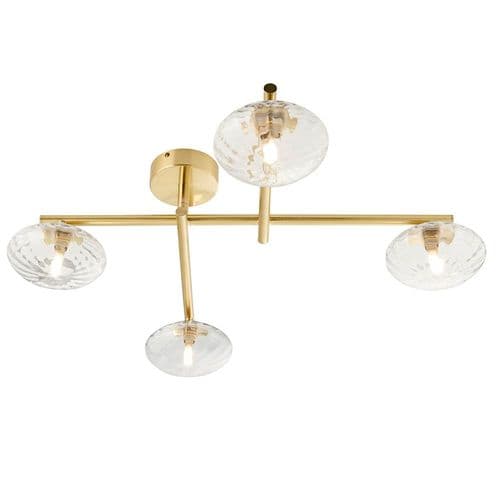 Endon Mobias 4Lt Semi Flush - Satin Brass 95009 By Massive Lighting