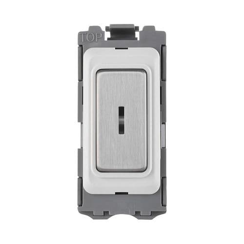 Grid 20A DP 2-Way Grid Key Switch Module - Brushed Steel GD20KBS By Saxby Electrical