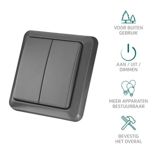 KlikAanKlikUit Wireless Double Wall Switch For Outside GST-8802 70152 By Trust Smart Home