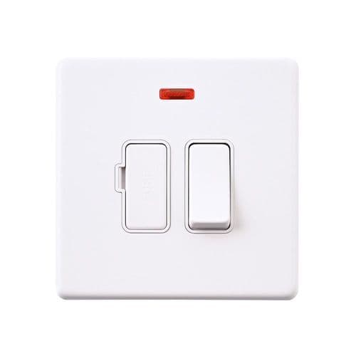 Saxb Screwless 13A Switched Fused Spur Unit with Neon - Matt White With White Insert SL322WHW