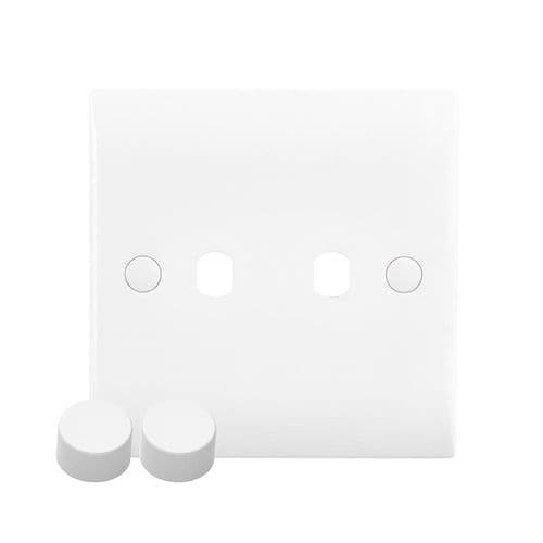 Saxby Curved Edge 2G Dimmer Plate With Dimmer Caps CE82DIM By Saxby Electrical