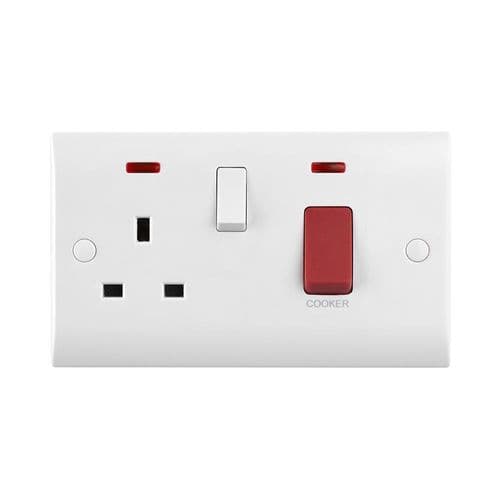 Saxby Curved Edge 45A DP Cooker With 13A Socket With Neon CE551 By Saxby Electrical