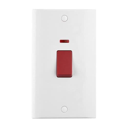 Saxby Curved Edge 45A Large Plate DP Switch With Neon CE555 By Saxby Elecrical