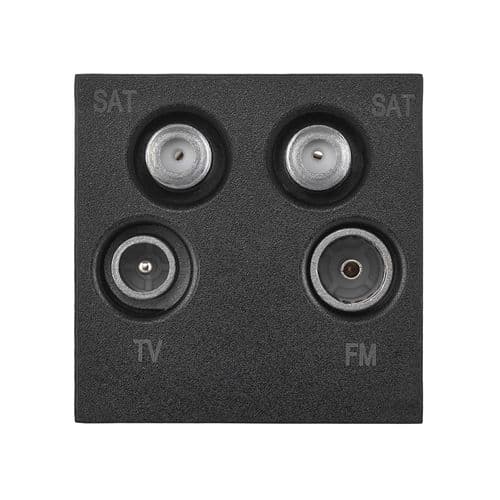 Saxby Euro Module Quadplex TV/SAT1/SAT2/ DAB Module - Matt Black MOQUADBL By Saxby Electrical