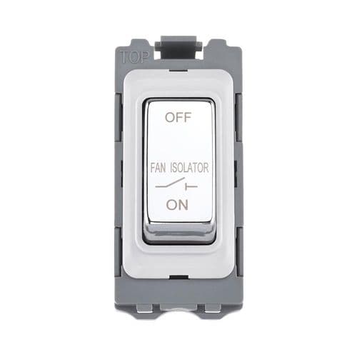 Saxby Grid 10A Fan Isolator Grid Module - Polished Chrome GD10FIPC By Saxby Electrical