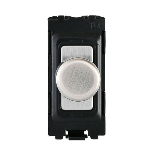 Saxby Grid 1G 2-Way 100W LED Dimmer Module - Brushed Steel With Black Insert GD20RDBSB