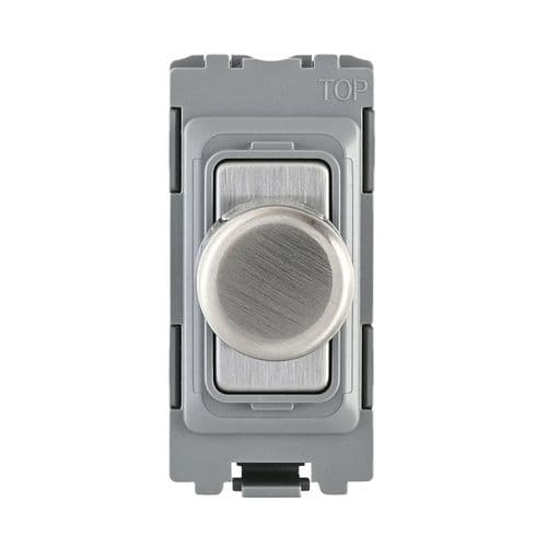 Saxby Grid 1G 2-Way 100W LED Dimmer Module - Brushed Steel With Grey Insert GD20RDBSG By Saxby