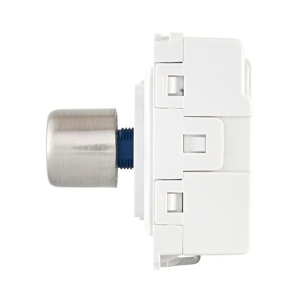 Saxby Grid 1G 2-Way 100W LED Dimmer Module - Brushed Steel With White Insert GD20RDBSW