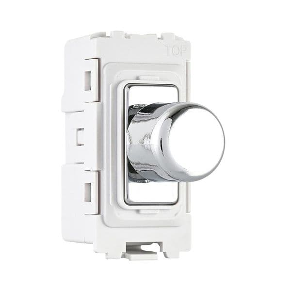 Saxby Grid 1G 2-Way 100W LED Dimmer Module - Polished Chrome With White Insert GD20RDPCW