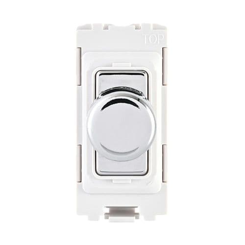 Saxby Grid 1G 2-Way 100W LED Dimmer Module - Polished Chrome With White Insert GD20RDPCW