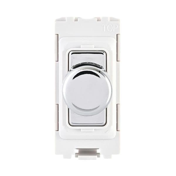 Saxby Grid 1G 2-Way 100W LED Dimmer Module - Polished Chrome With White Insert GD20RDPCW
