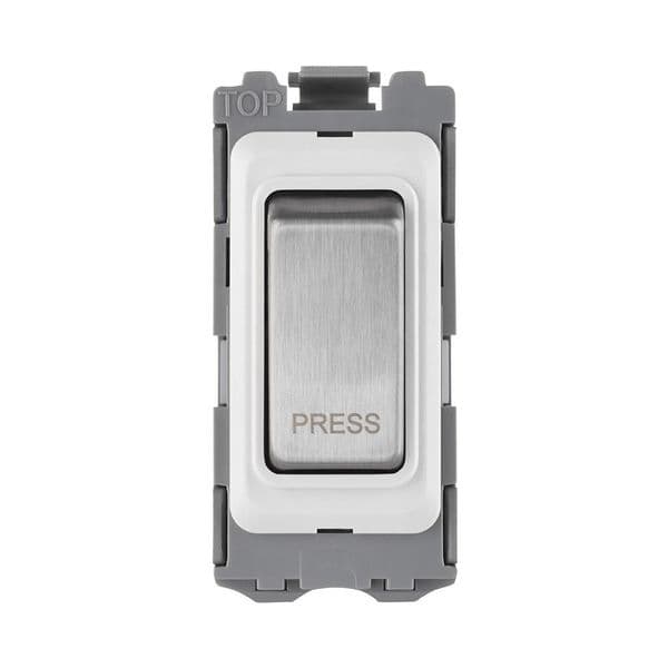 Saxby Grid 20A SP Retractive (PRESS) Gris Switch Module - Brushed Steel GD20RBS By Saxby Electrical