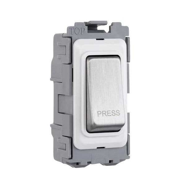 Saxby Grid 20A SP Retractive (PRESS) Gris Switch Module - Brushed Steel GD20RBS By Saxby Electrical